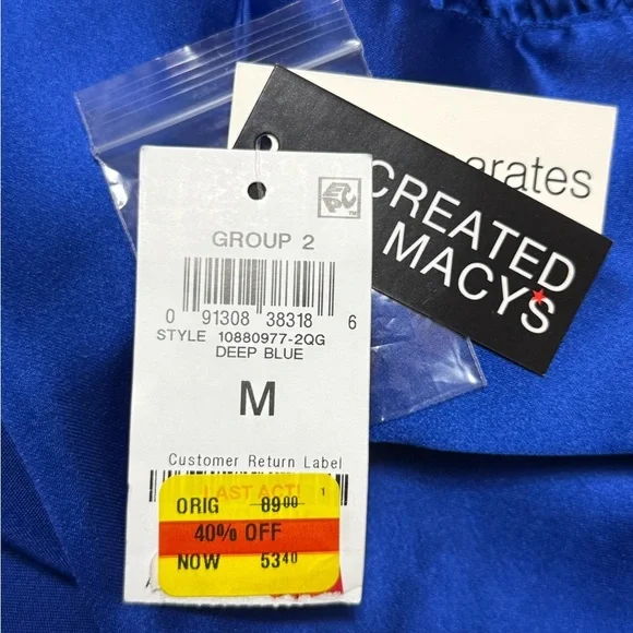 NWT Bar III Royal Blue Satin Long Sleeve Wrap Dress Career Cocktail Event - Picture 4 of 10